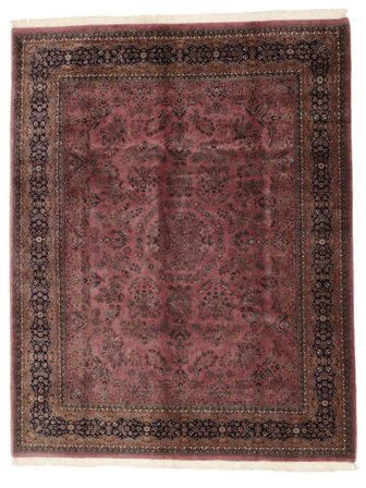 Sarough American Vloerkleed Handgeknoopt 307X390 Donkerrood/Zwart India