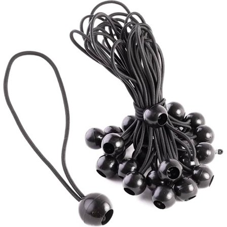 25 stk. elastiske gummibånd med kuglekrog - Bungee-strop ideel til telte, presenninger, tasker, pools, trampoliner og meget mere - 8,25" længde
