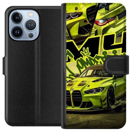 Yhteensopiva Lompakkokotelo Apple iPhone 13 Pro Bluey-perhe iloisessa piirrostyyliä kukkaisella taustalla ja leikkisällä väripaletilla