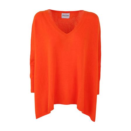 Kujten, V-neck Knitwear Oranje, Dames, Maat:ONE Size