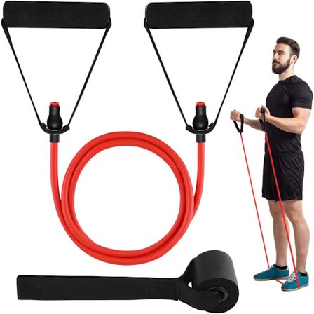 Enkla motståndsband med handtag - Träningsband Viktband för fysioterapi, styrketräning, hemmaträning, dörr