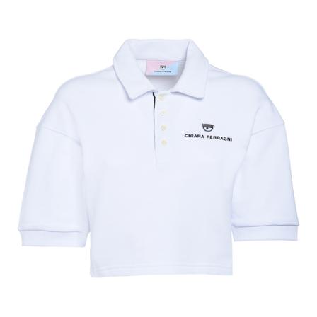 Chiara Ferragni Collection Polo T.shirt 350 Logo Classic Light Diagonal Fleece CO Hvid, Dame