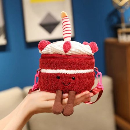 Jellycat Amuseable Punainen Velvet-kakku Reppu Kerma Hedelmäkakku Pehmolaukku Lasten Vauvan Syntymäpäiväkakku Nukkekilahja