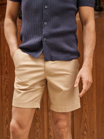 Beige Regular Fit Shorts Baumwolle