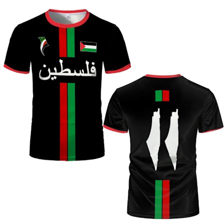 Palestina Fotboll T-shirts Sommarmode Kortärmad Palestinsk Flagga 3D-tryckta T-shirts Casual O-hals Lös Herrtröjor T-shirts