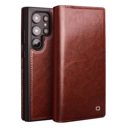 Qialino Leather Wallet Case Samsung Galaxy S25 Ultra Brown