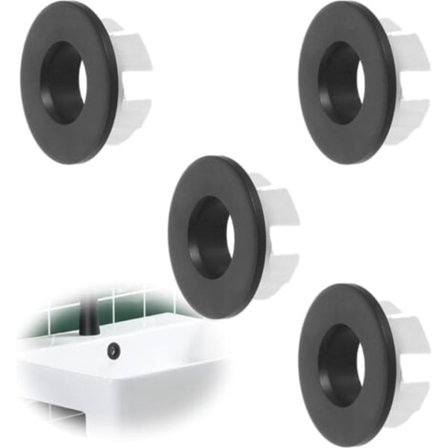 4 kpl Pesualtaan Ylivuoto Rengas, Pesualtaan Ylivuotosuoja Pyöreä Pesualtaan Ylivuoto Rengas Ylivuotosuoja Kylpyhuoneen Keittiön Pesualtaan Reikään (