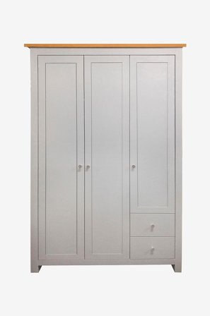 Loft24 - Garderobeskap Emerald 3 dører/2 skuffer - Grå - Garderobeskap & klesskap - Fra Homeroom