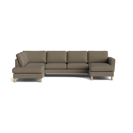 Haven U-Form Sofa, rechts in Aurora Braun, modernes skandinavisches Design mit Holzfüßen, großzügige Wohnlandschaft für das Wohnzimmer, 86cm