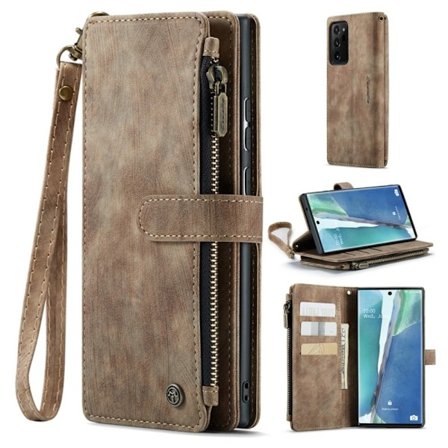 CaseMe Samsung Galaxy Note 20 Ultra 5G etui med lynlås og pung - Brun