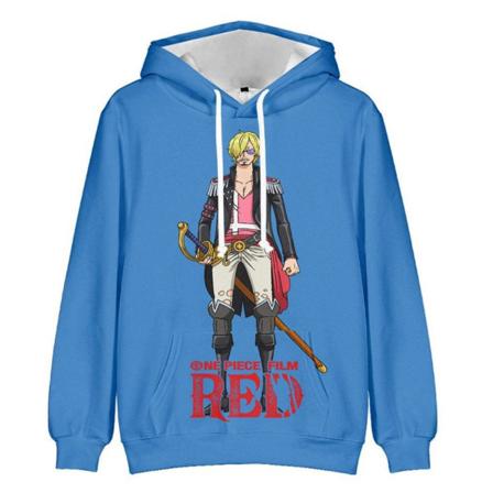 2023 Ny Anime One Piece Casual Huvtröja 3D digitalt tryck blue M