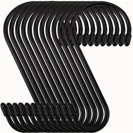 12 kpl 15 cm musta monitoimikoukkuja kotiin S-muotoinen koukku metallikoukku, kotikäyttöön keittiöön, vessaan, kylpyhuoneeseen