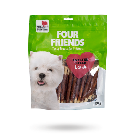 FourFriends Twisted Stick Lamb 12,5 cm 40-pack - Matskål, hundgodis & tuggisar