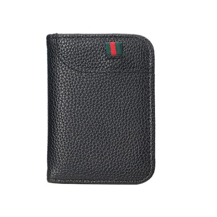 Smal Svart PU Läderplånbok - Minimalistisk Korthållare