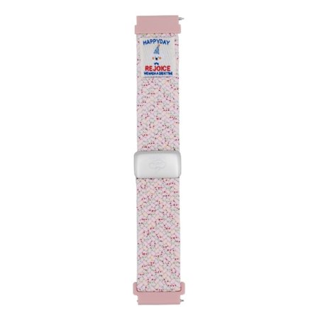 22mm Universal Watch Band Top Hat Puppy Pattern Magnetiskt spänne Flätat nylonarmband - Rosa Med Färgade Prickar