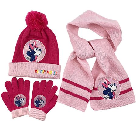 3-8 År Barn Jenter Frozen Elsa Anna Minnie Trykt Vinter Strikket Lue Skjerf Hansker Sett