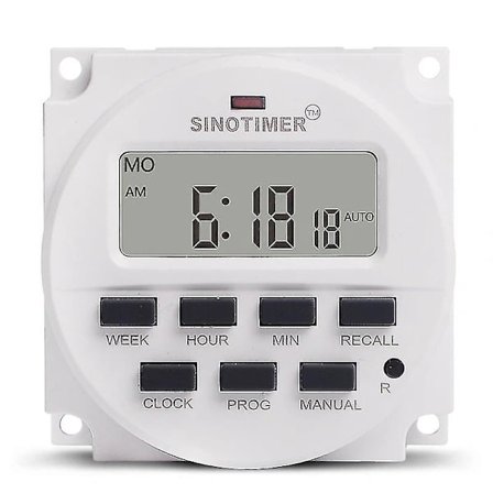 Sinotimer 15,98-tums LCD Digital Timer 12V DC 7 Dagar Programmerbar Timer TM618N-4 Maj.5