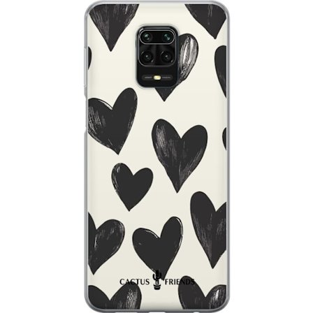Kompatibelt Mobildeksel til Xiaomi Xiaomi Redmi Note 9S Cactus and Friends - Bold Black Love Pattern