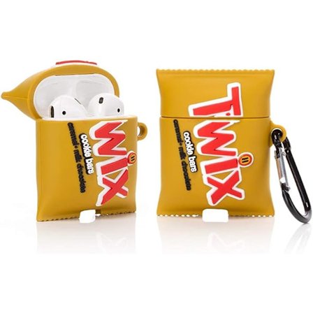 2-delars set (kreativ och rolig choklad), tecknad silikonmjukt fodral, universellt för AirPods 1/2 generation, sött och roligt stöttåligt skyddsfodral