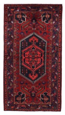 Tapis Hamadan 135X240 Noir/Rouge Foncé (Laine, Perse)