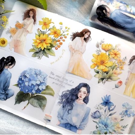 Vintage blommor flickor washi tejp med släpppapper för DIY dekoration Bullet Journal bok