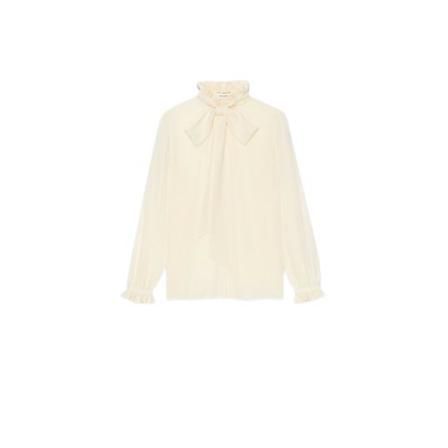 Saint Laurent - Skjortor - Beige - Dam - Storlek: M, Dam, Storlek: M