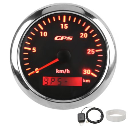 85mm Marin Auto GPS-hastighetsmåler Universal Hastighet Odometer 9‐32V med 7 Farger Bakgrunnsbelysning for Bil Båt Bobil Yacht Svart