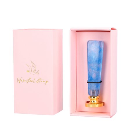 Sigillstämpel Vintage Vackert Mönster Utsökt Vaxförseglingsstämpel med Avtagbart Handtag för DIY Inbjudningskort KuvertRosa Låda, Blått Handtag