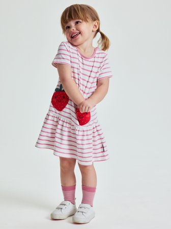 Kurzärmeliges Kleid - 122 - kinderbekleidung - white - Polarn O. Pyret