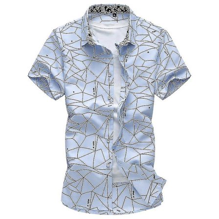 Plus Size Men Holiday Button Down-skjortor Sommar Casual Beach Kortärmad Topp