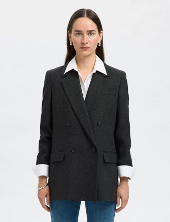 Selected Slfelin Wool Blend Blazer Noos - Grey - 42