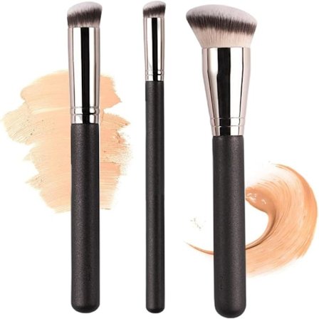 Øyekonsillerbørste, foundationbørste, 3 sminkekoster, C