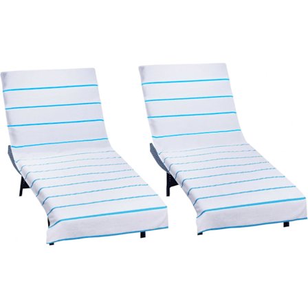 Pool Loungestol Betræk - 2 Pak Terry Håndklæde Chaise Loungestol Betræk - Blødt Bomuld Absorberende Stribet Håndklæde Strandstol Betræk - 