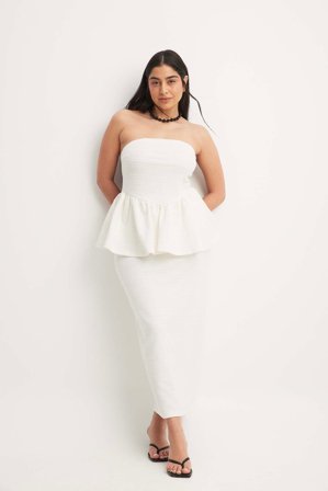 NA-KD Tweed-Maxirock - Sommerset - Offwhite - XS