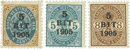 Dansk Vestindien 1905 - AFA 33-35 - Postfrisk