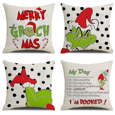 Sæt med 4 julepudebetræk 45x45 cm juledekorationer