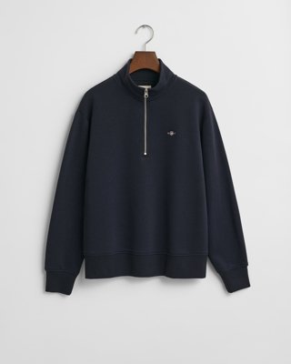 GANT - Shield bomullsgenser med half-zip til dame evening blue