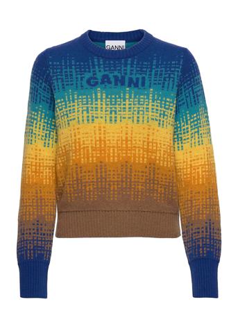 Graphic O-Neck Pullover Pullover Multi/mønstret Ganni