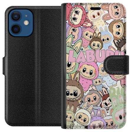 Kompatibel Tegnebogsetui til Apple iPhone 12 mini Rosa kawaii-komposition med søde animerede figurer og bløde former