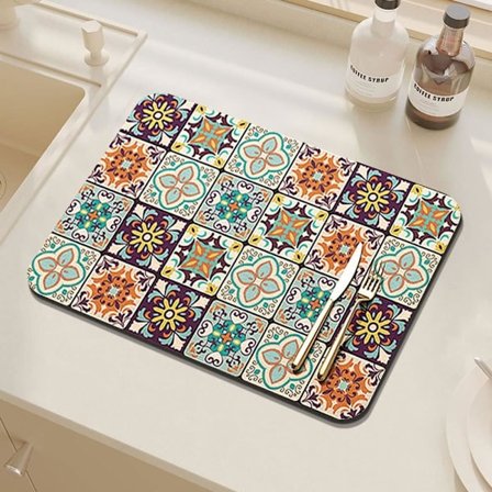 Opvaskemåtte, kaffemaskine-tørremåtte med skridsikker gummibagside, køkkenbordplade diatoméjord-drænmåtte, badeværelsesvaskemåtte