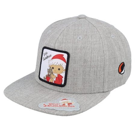 Unser Sandmännchen - Šedá snapback Kšiltovka - Kids Sandmännchen & Cat Patch Heather Grey Snapback @ Hatstore