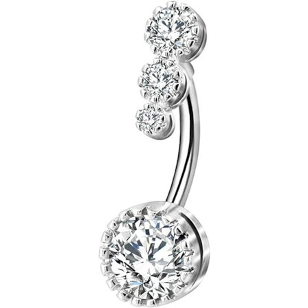 316L kirurgisk stål navlepiercinger, klare CZ navlepiercinger