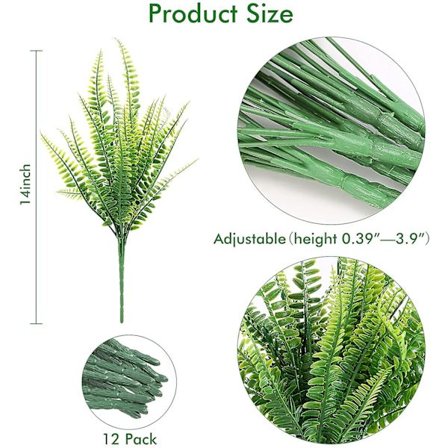 10 buketter kunstige planter, kunstig Boston bregne grønt E