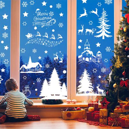 166st Snöflinga Ren Fönster Bild Diy Stickers Dekoration