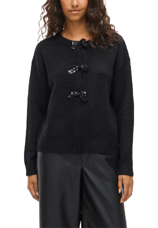 Vila VIBRIANNA Stickad kofta med Rosetter Stickat Dam Svart S