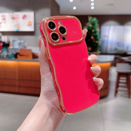 iPhone 17 Pro Rose Rød Deksel Stort Bølge Hjerte Design anti-fall