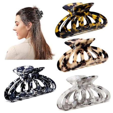 4-pak 3,5 tommer store hårklemmer til tykt hår med stærk hold