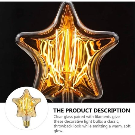 4 solgt i dag Stjerneformet pære Vintage Antik Retro Kunst Dekorativ Pære til Bryllup Soveværelse Boligindretning