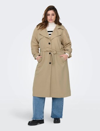 ONLY Carmakoma Carchloe Trenchcoat Single B.otw - Beige - 46-48