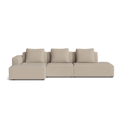 Como chaiselong sofa, venstrevendt | open end - Aurora Beige - 308x155x83cm - Håndlavet Sofa med Chaiselong & Ekstra Rygpuder til Dagligstuen